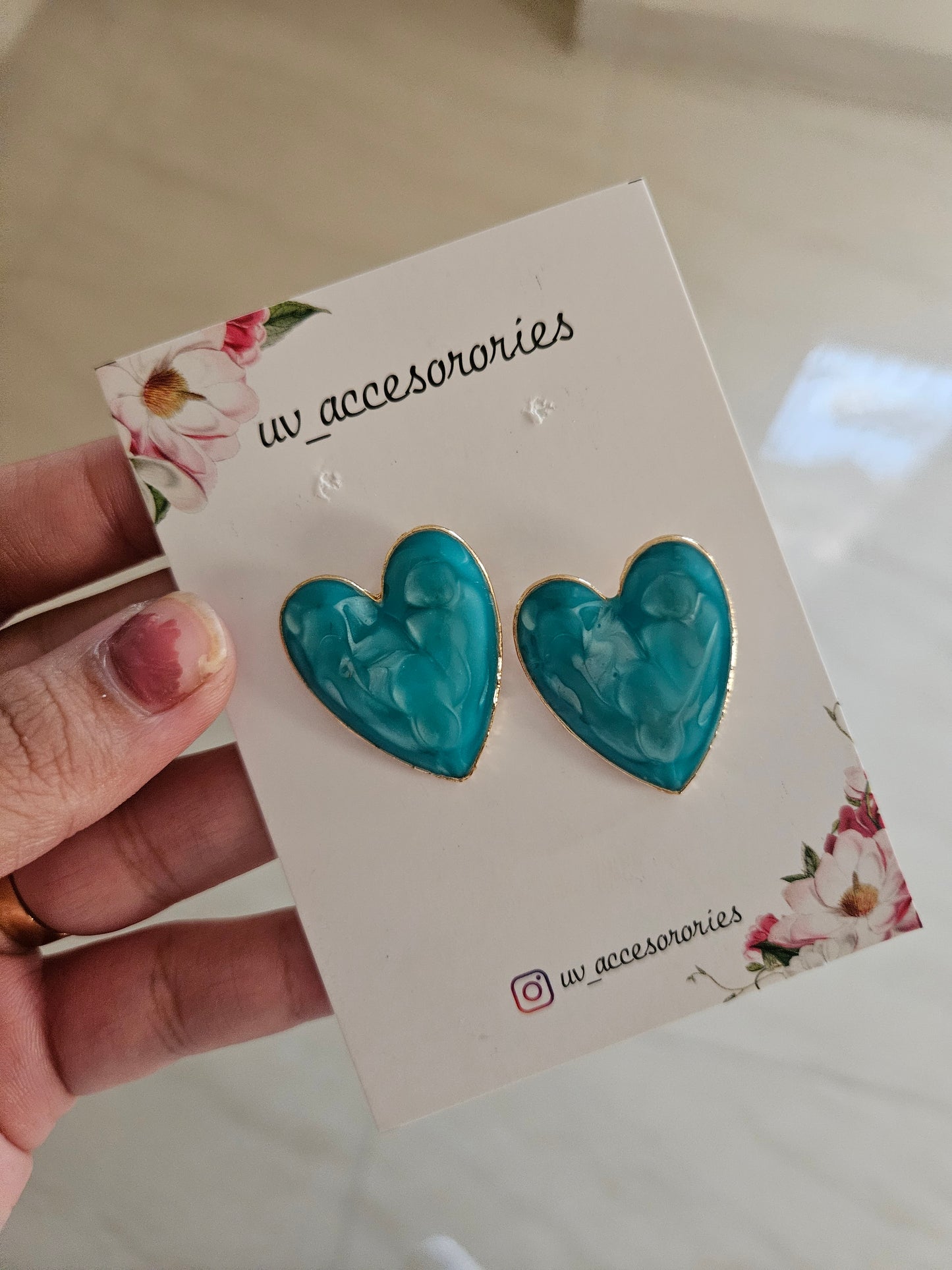 Jade heart studs jumbo