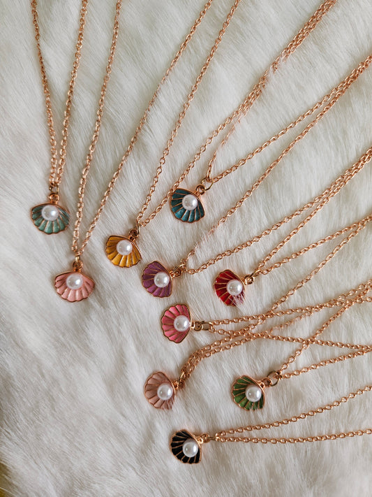 Shell pearl pendant chains (rosegold)