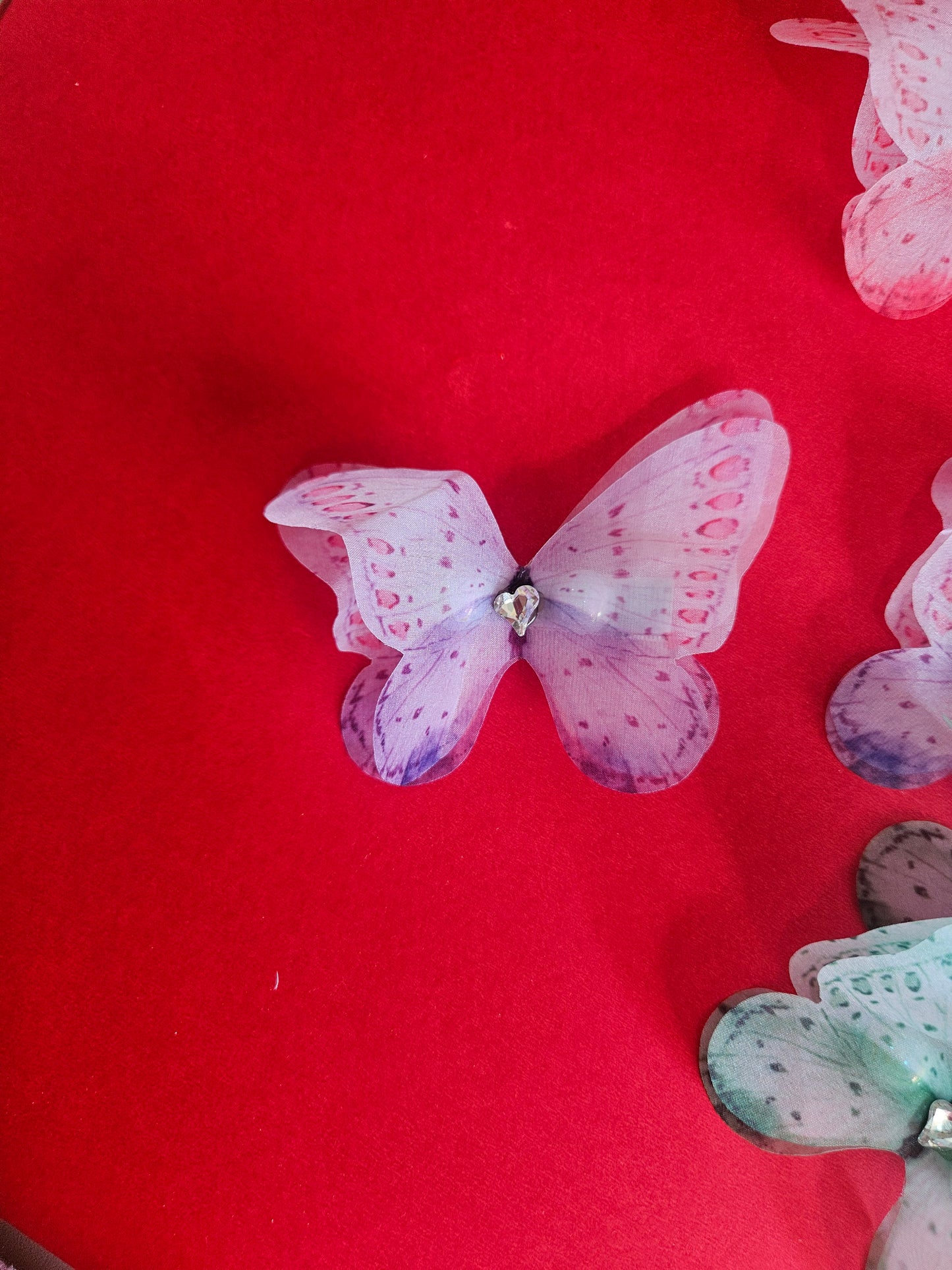 Stone double petal butterfly clips