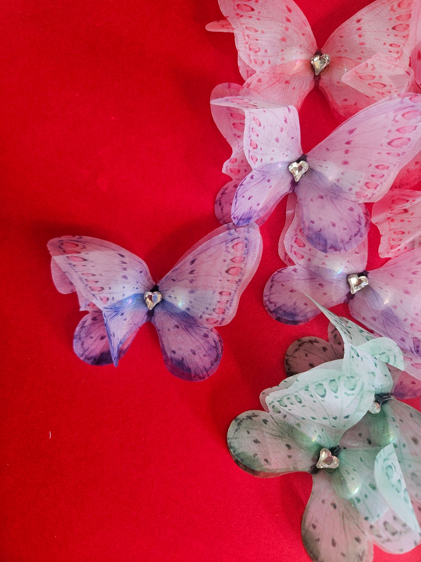 Stone double petal butterfly clips