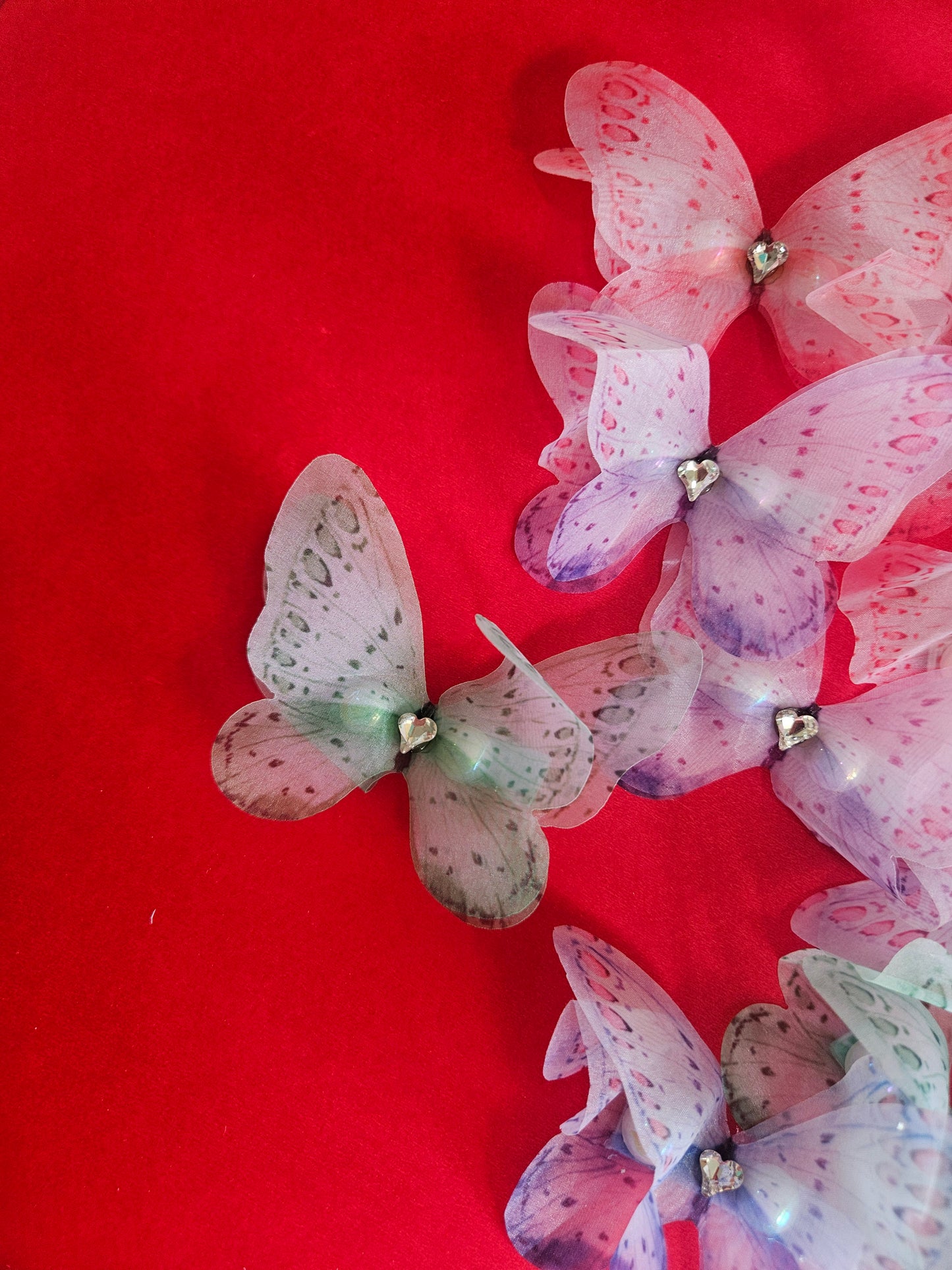 Stone double petal butterfly clips