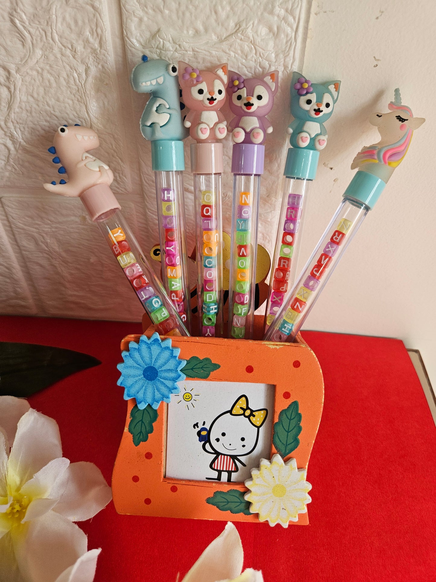 Alphabet beads cartoon pens