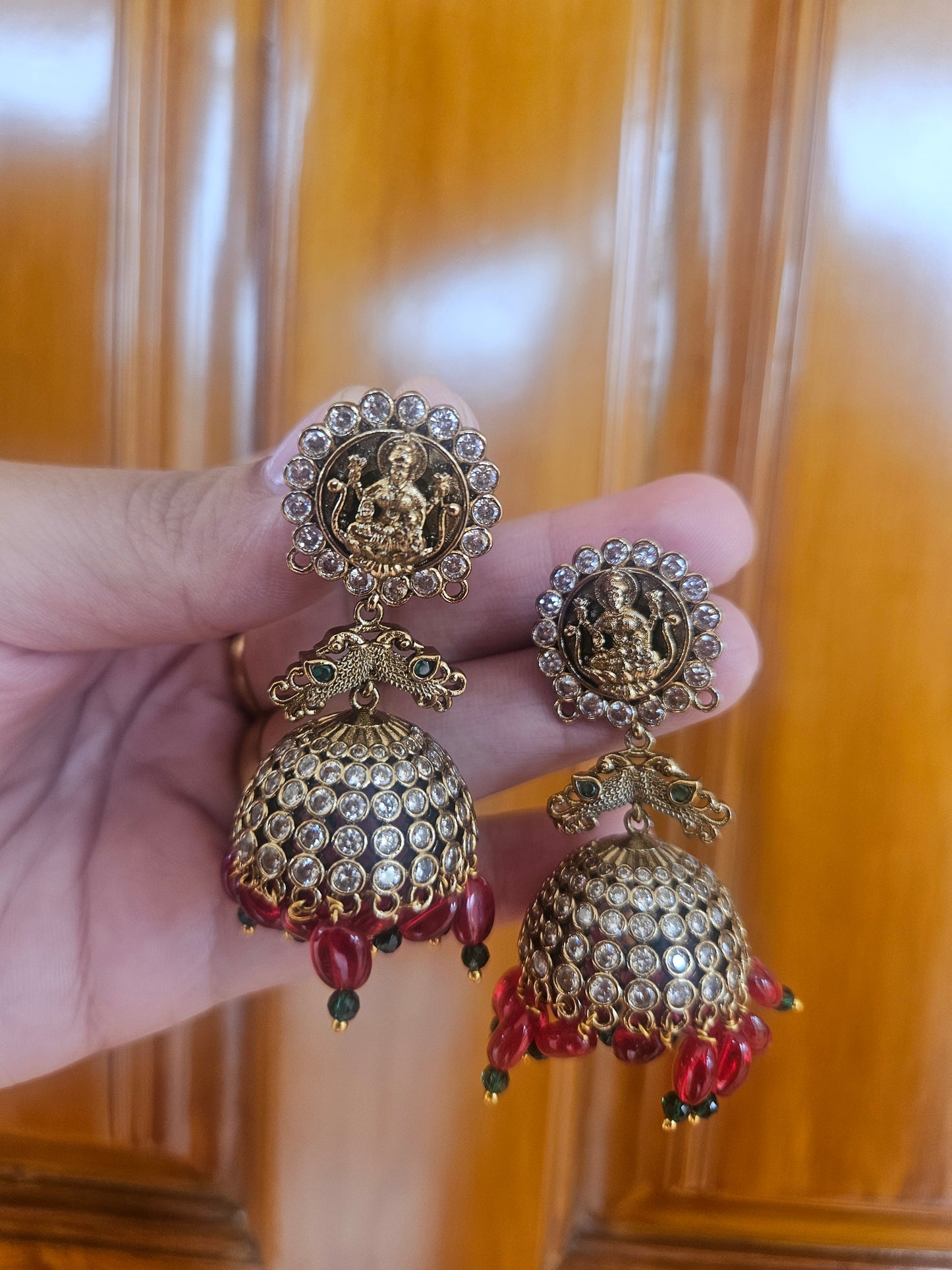 Traditional stone beads heavy jhumkas