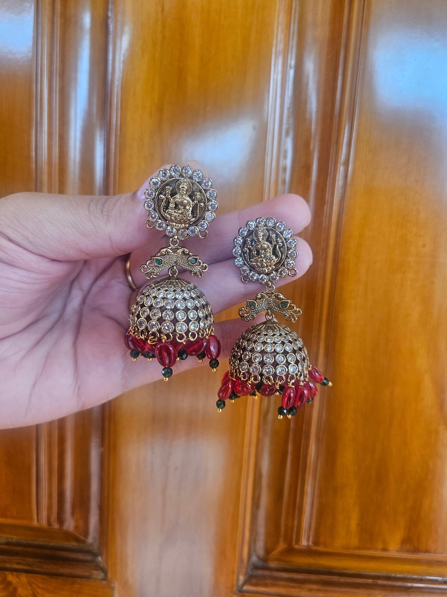 Traditional stone beads heavy jhumkas