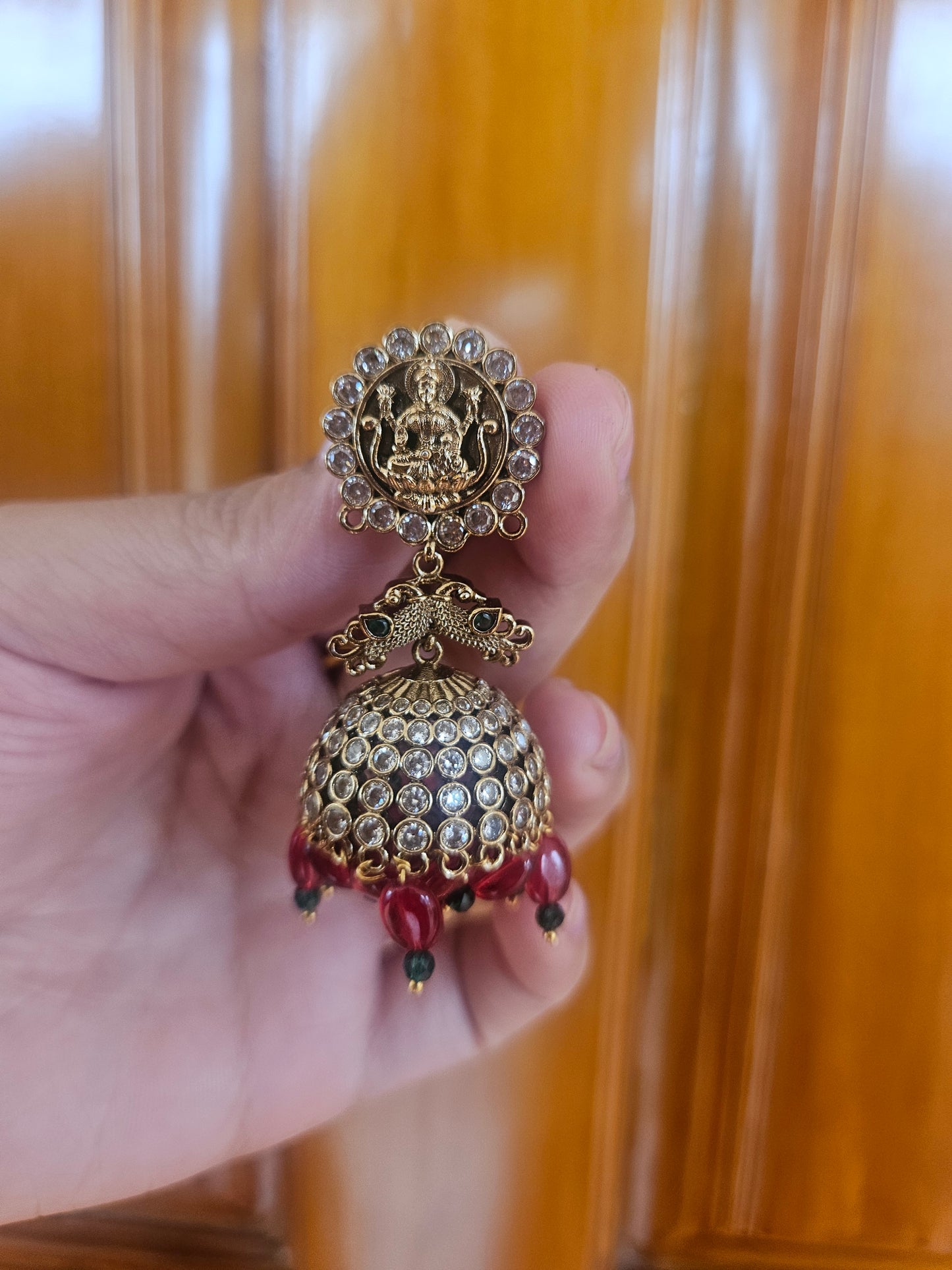 Traditional stone beads heavy jhumkas