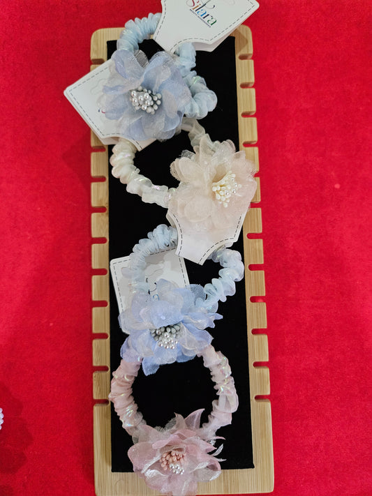 Organza flower scrunchies