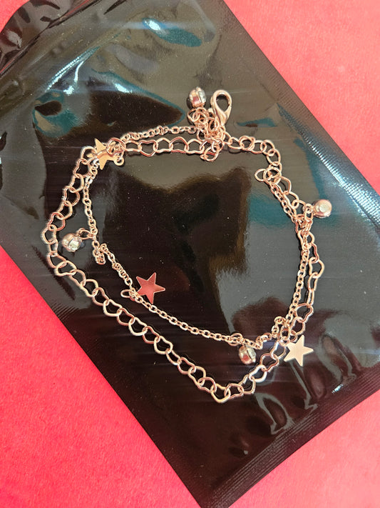 Star stone double chain bracelet