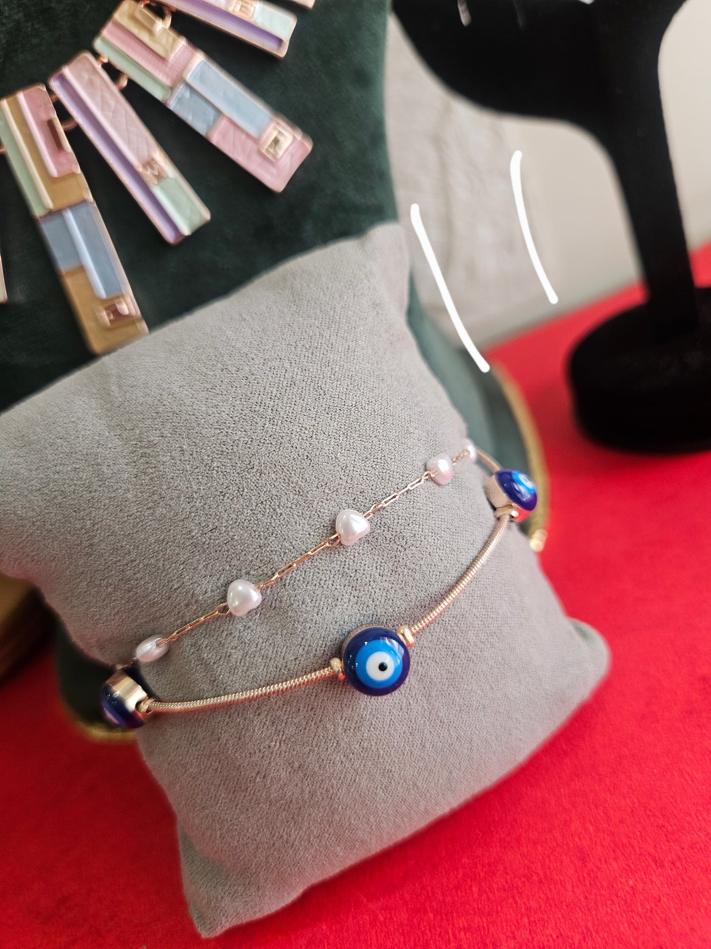Evil eye double chain bracelet