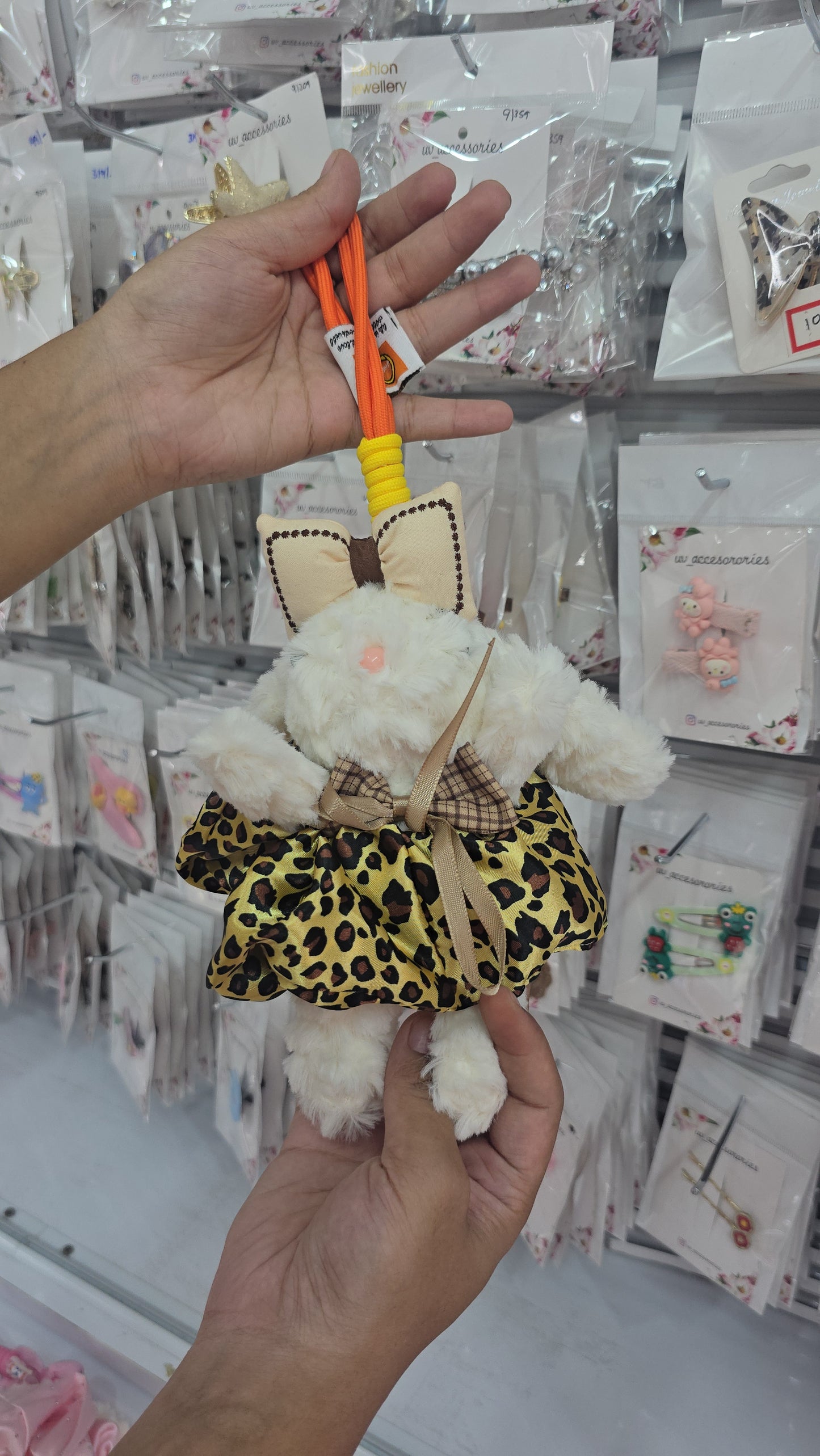 Fluffy rabbit bag charm