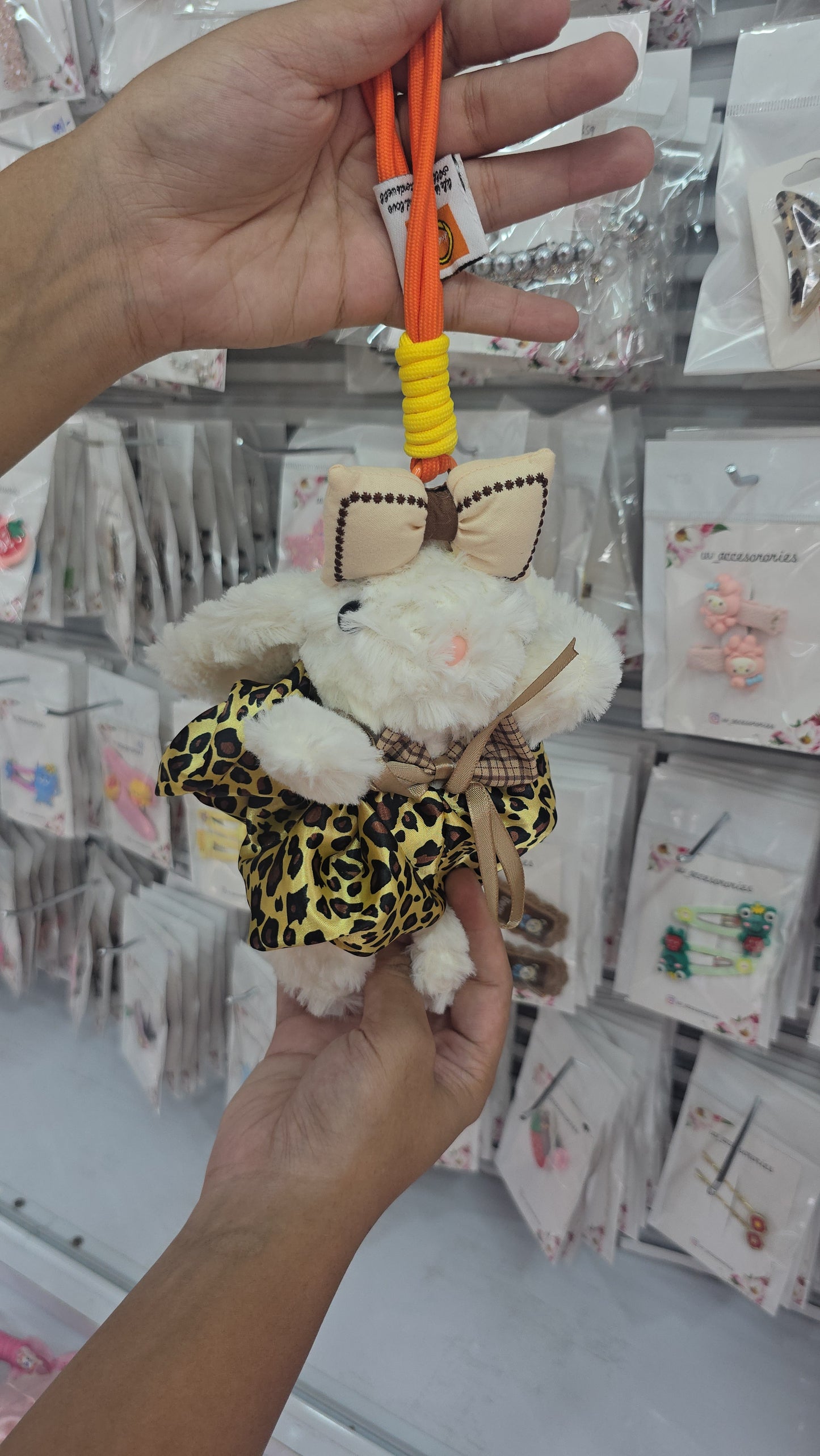 Fluffy rabbit bag charm
