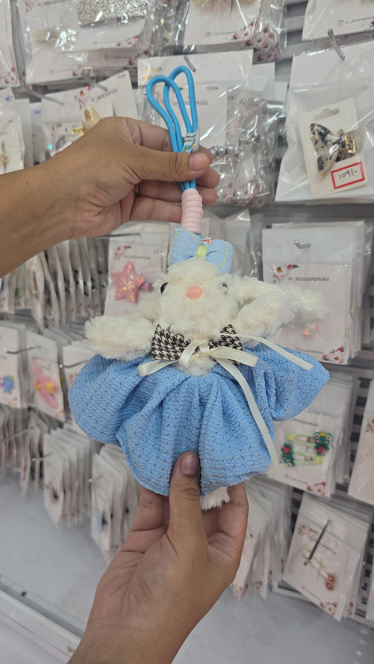 Fluffy rabbit bag charm