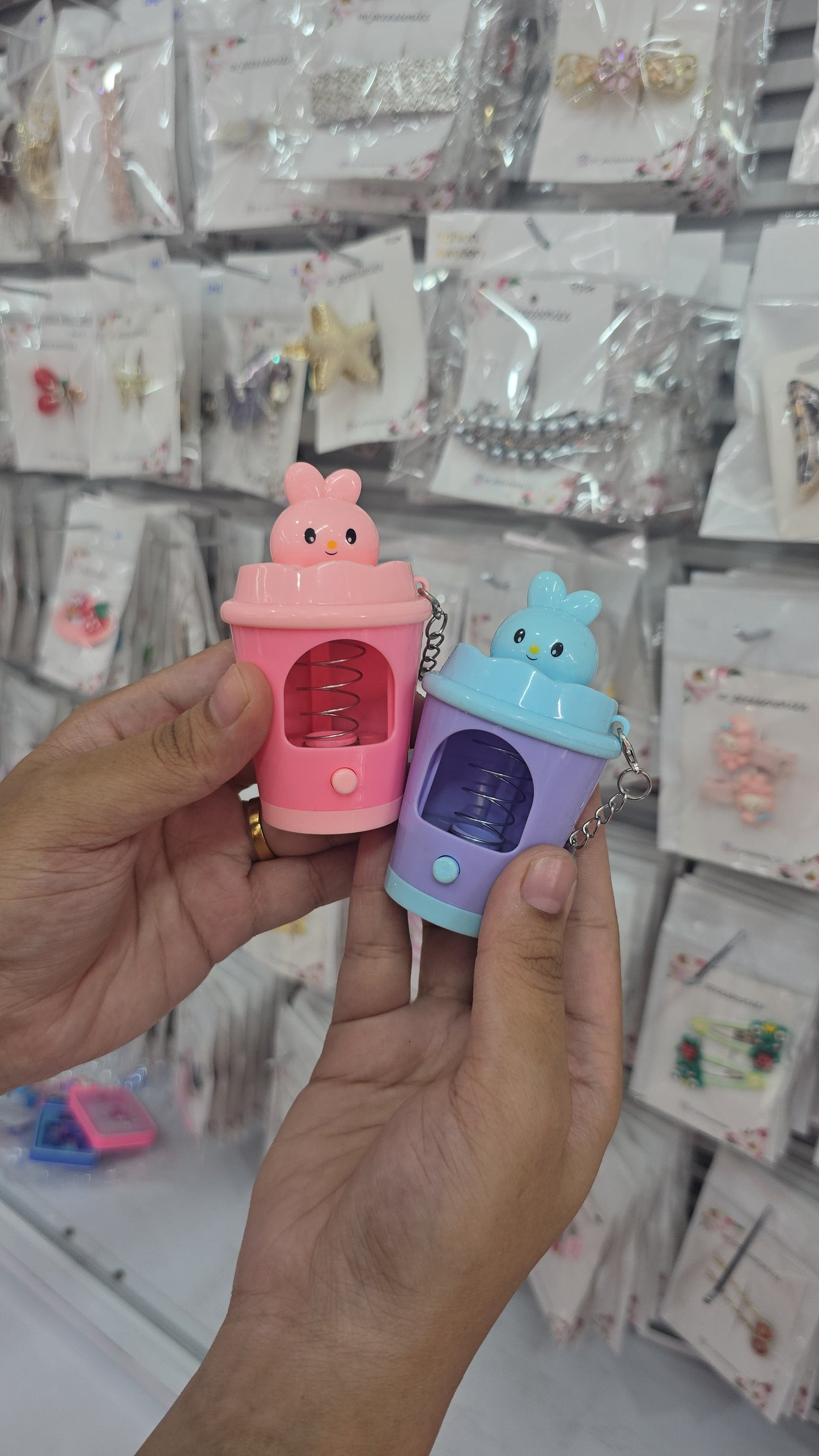 Spring cup keychain