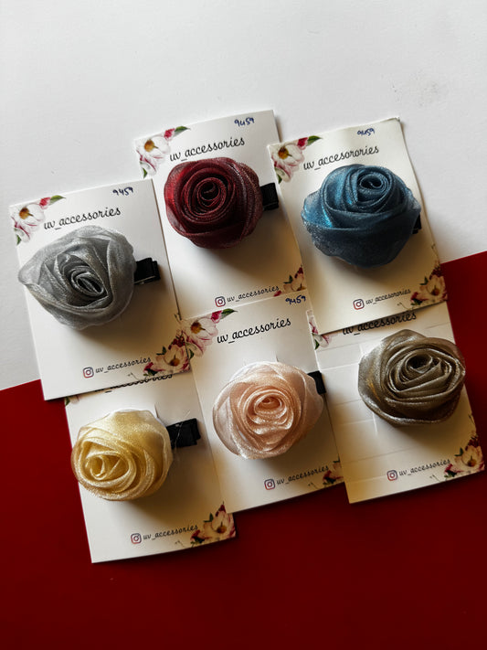 Organza rose clips