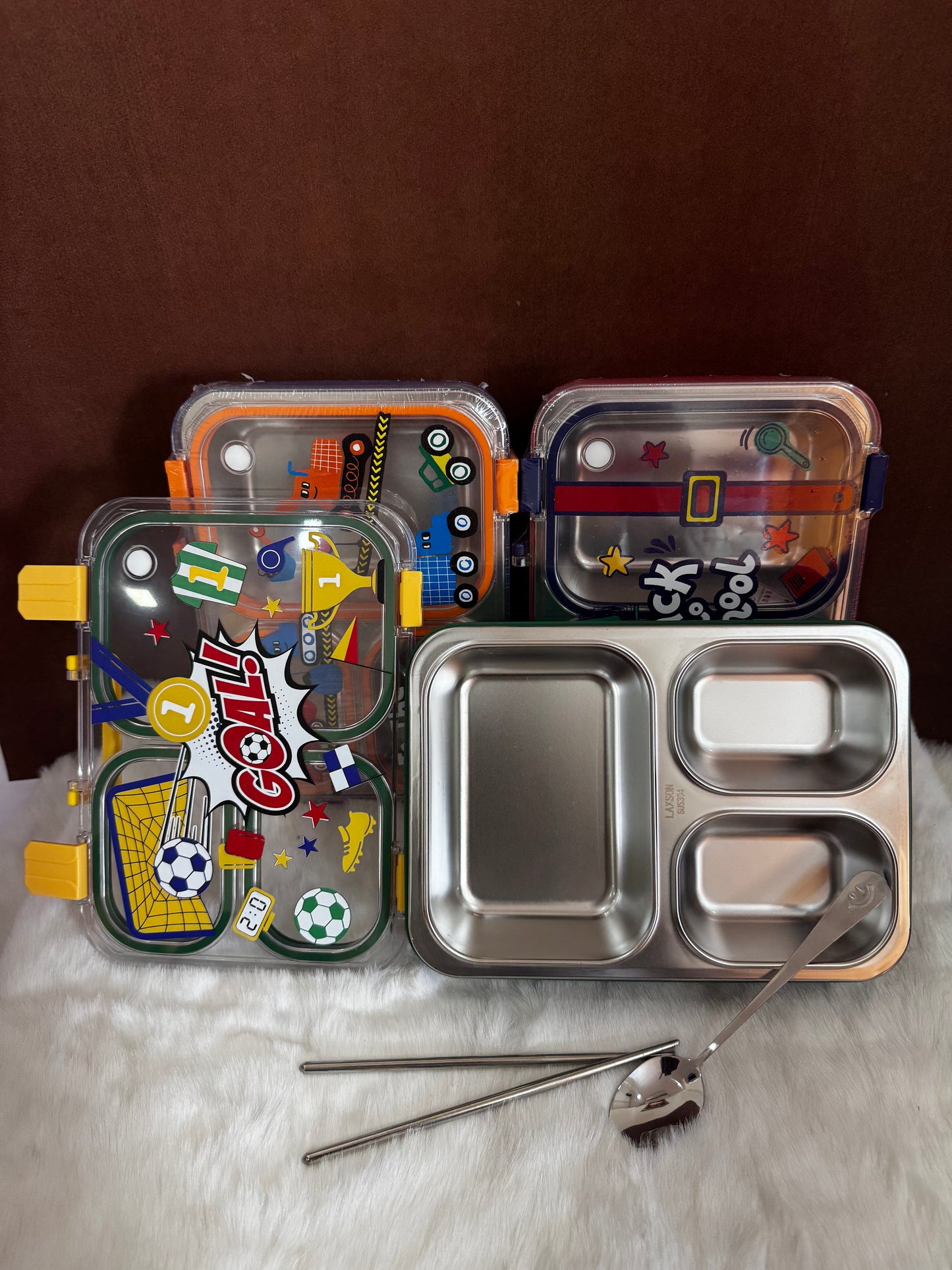 Goal 3 grid stainless steel lunch box