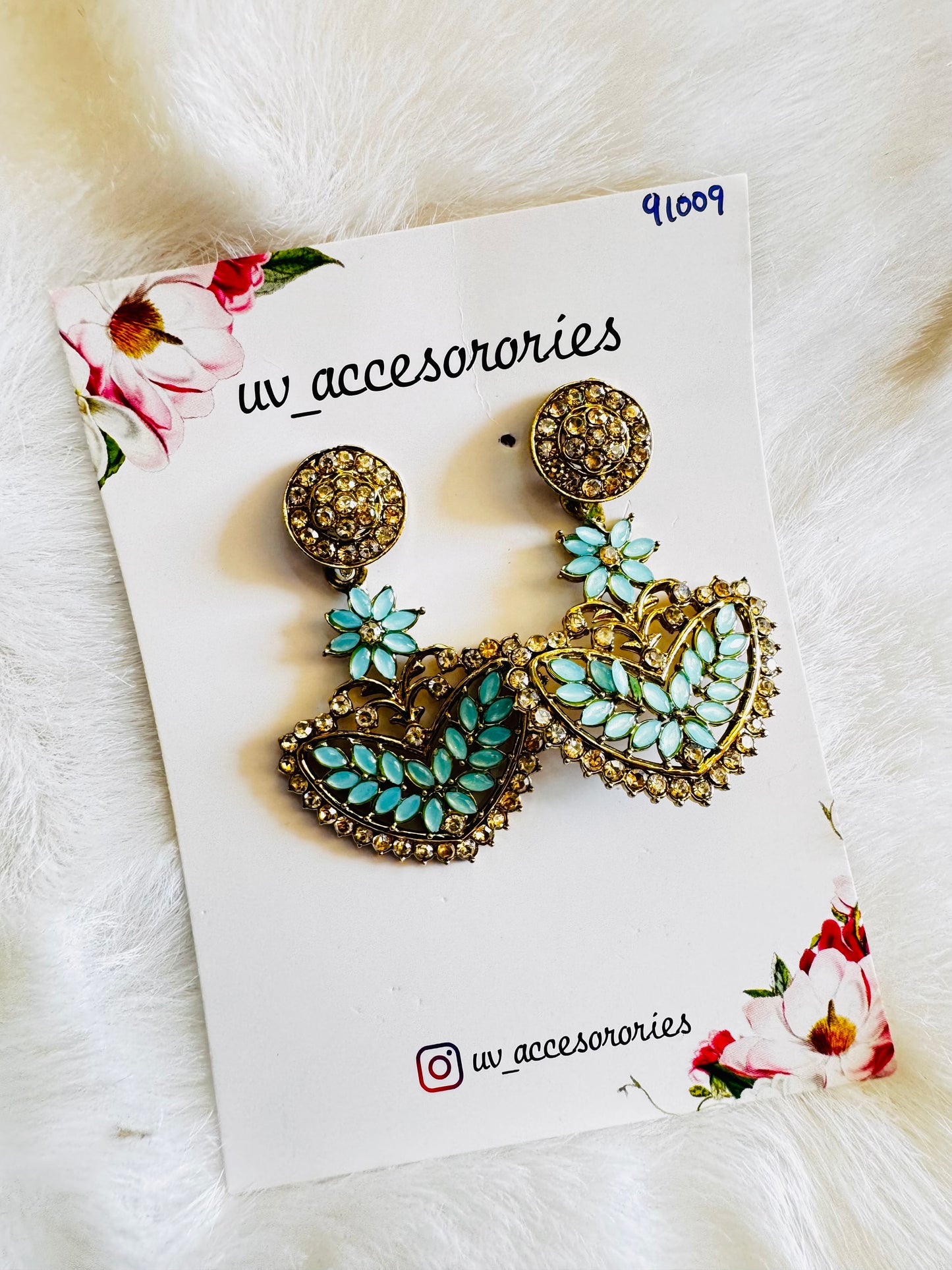 Blue kundan hangings