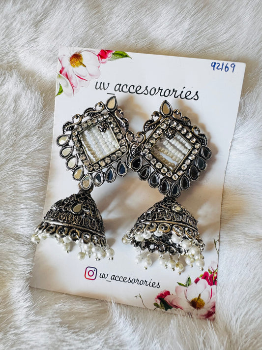 Pearl net jhumkas