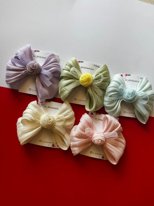 Satin bow jumbo clips