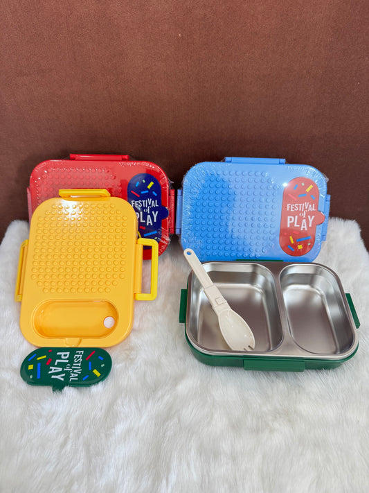 Lego double grid stainless steel lunch box