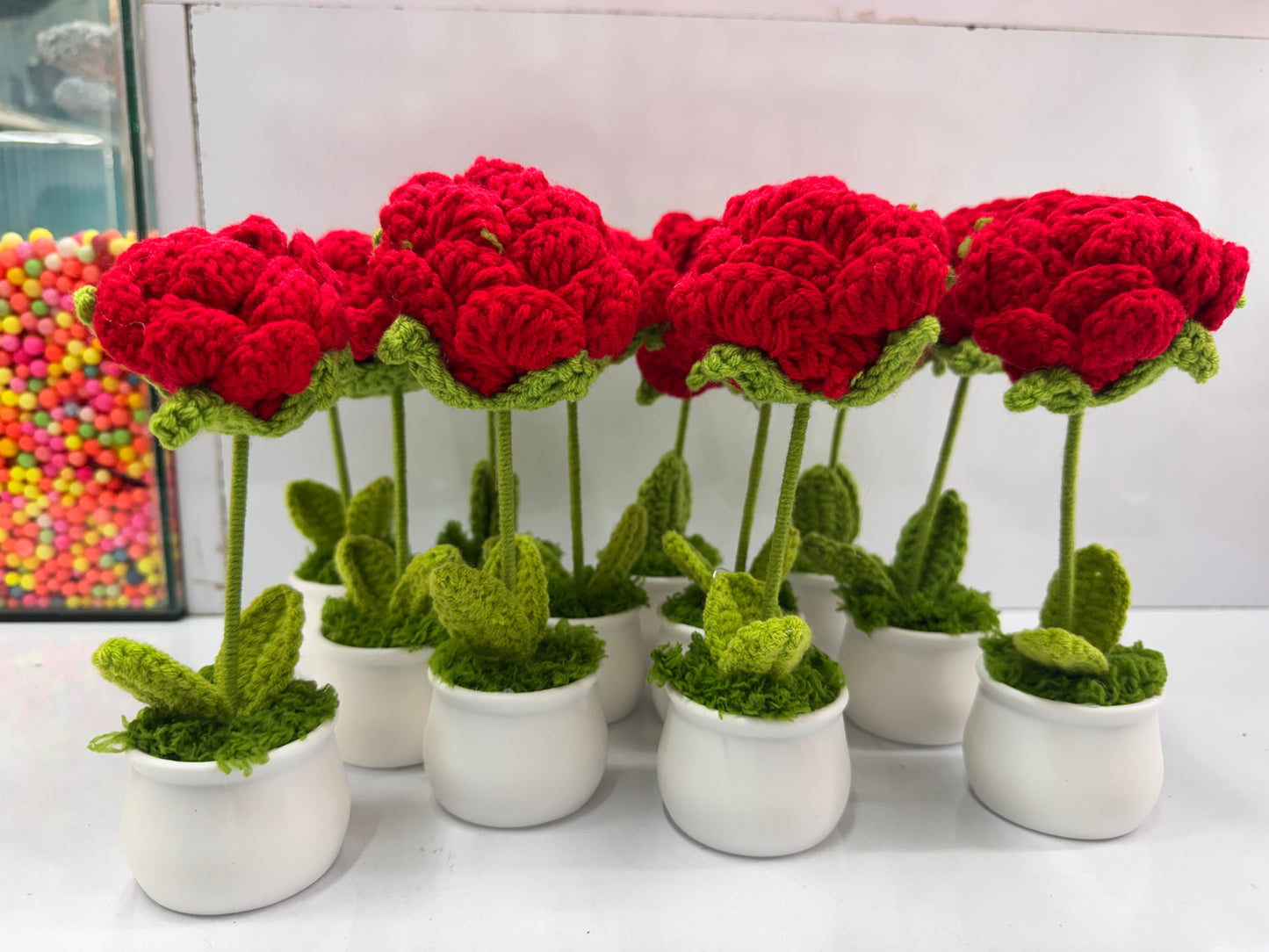 Crochet rose plant