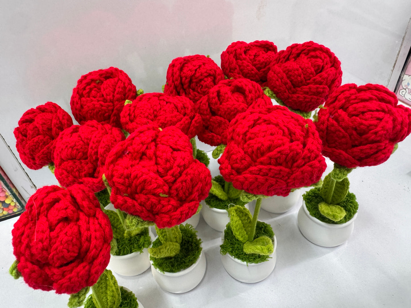 Crochet rose plant