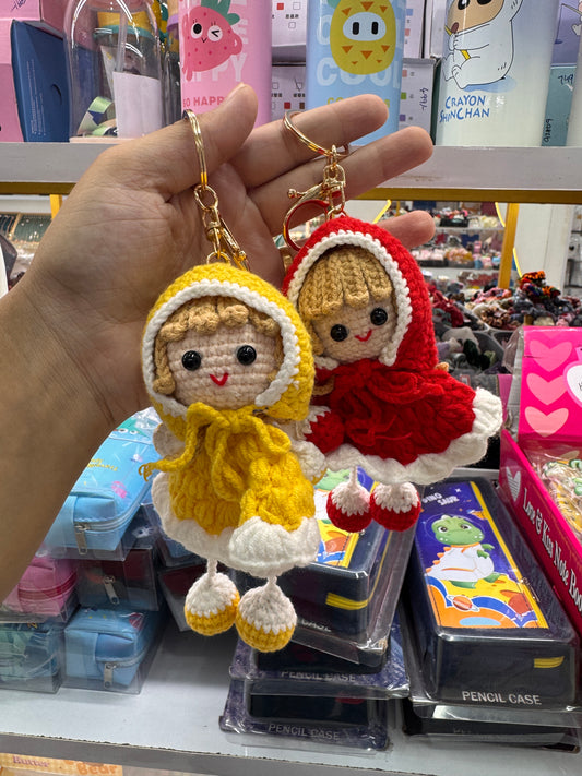Crochet doll keychains
