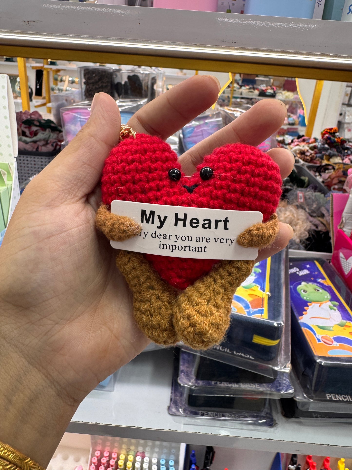 Heart crochet keychain