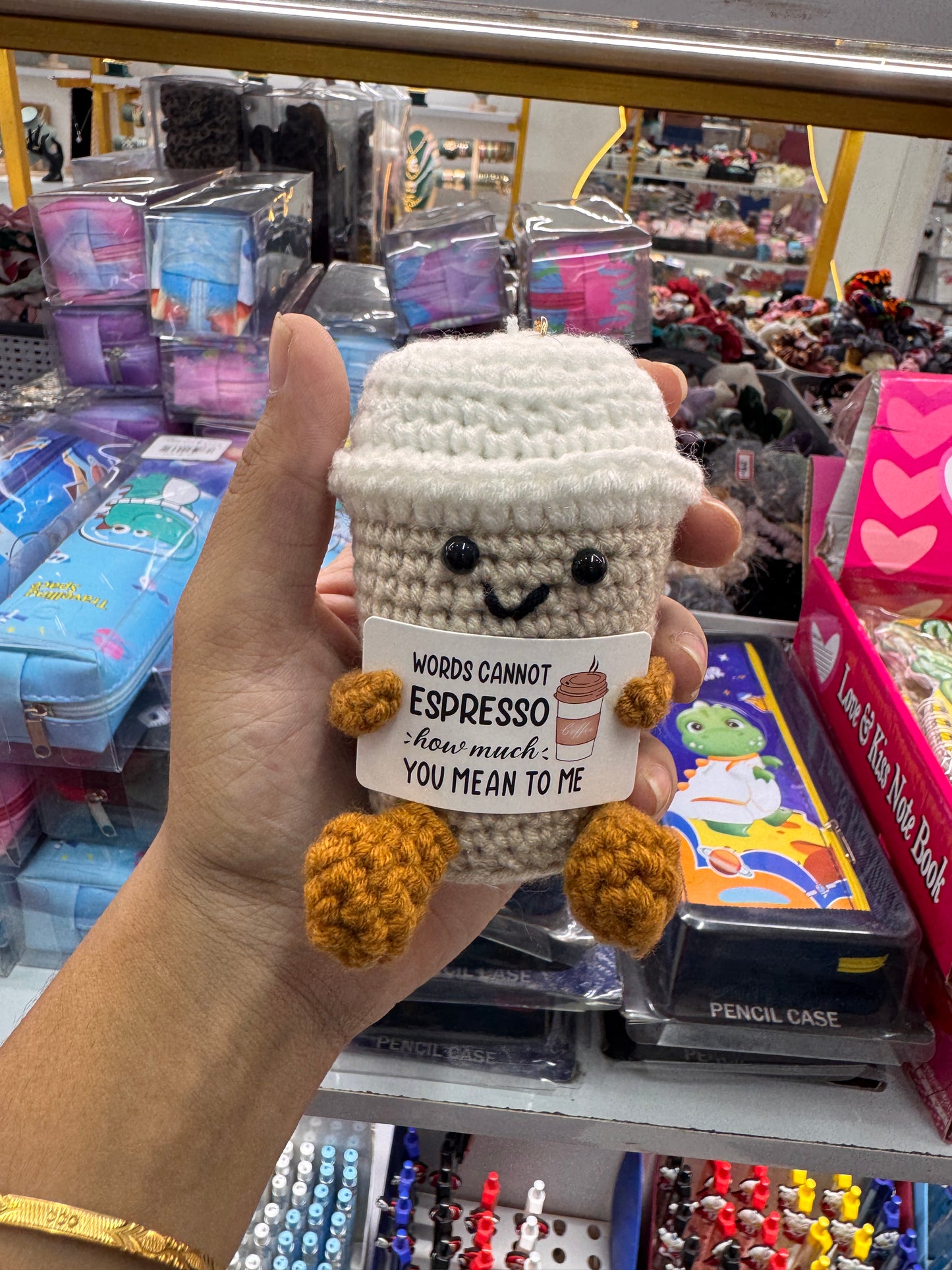 Expresso crochet keychain