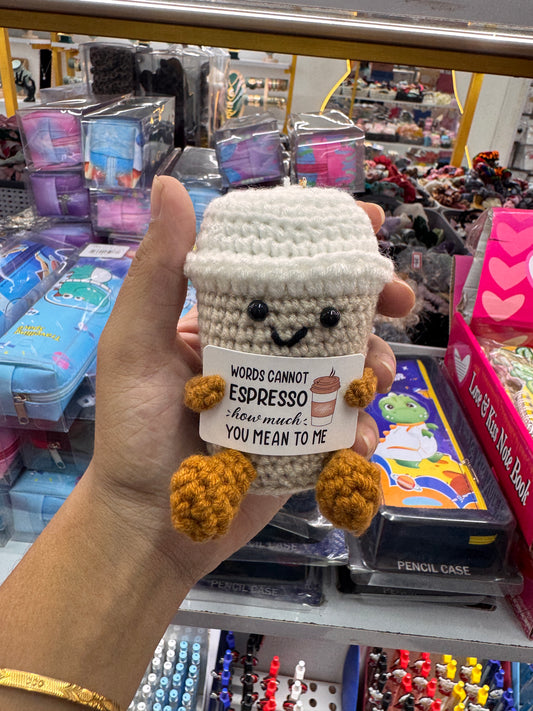 Expresso crochet keychain