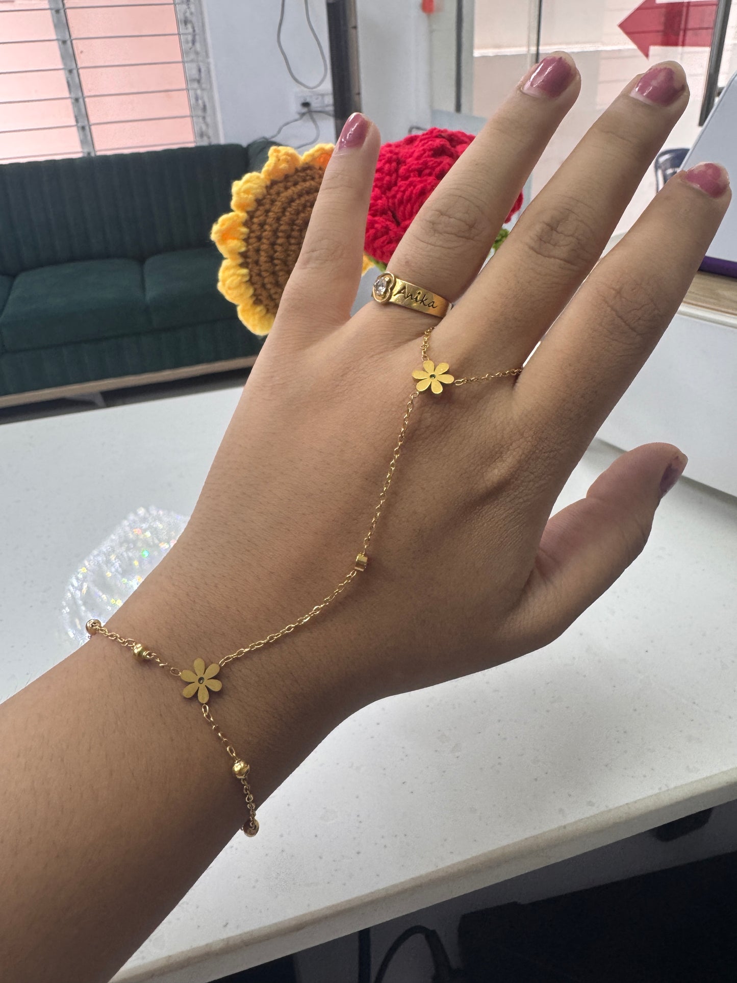 Flower hand ring chain