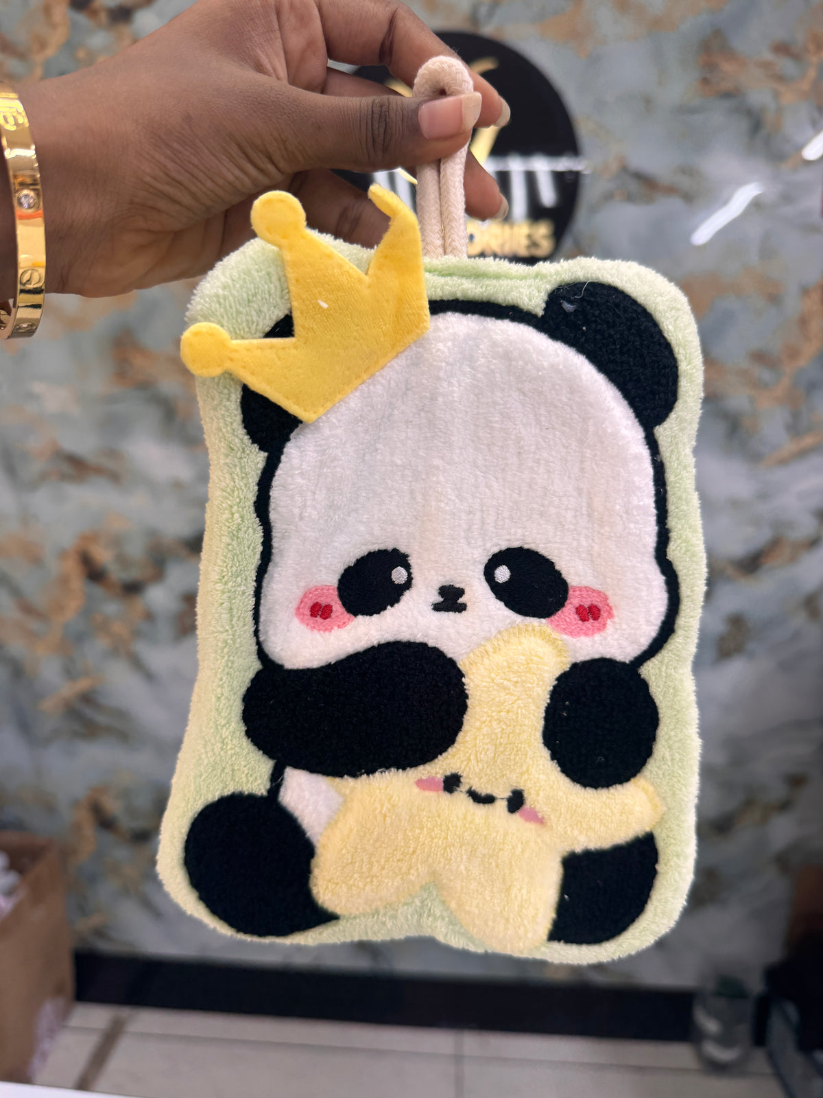 Panda hanging hand towel