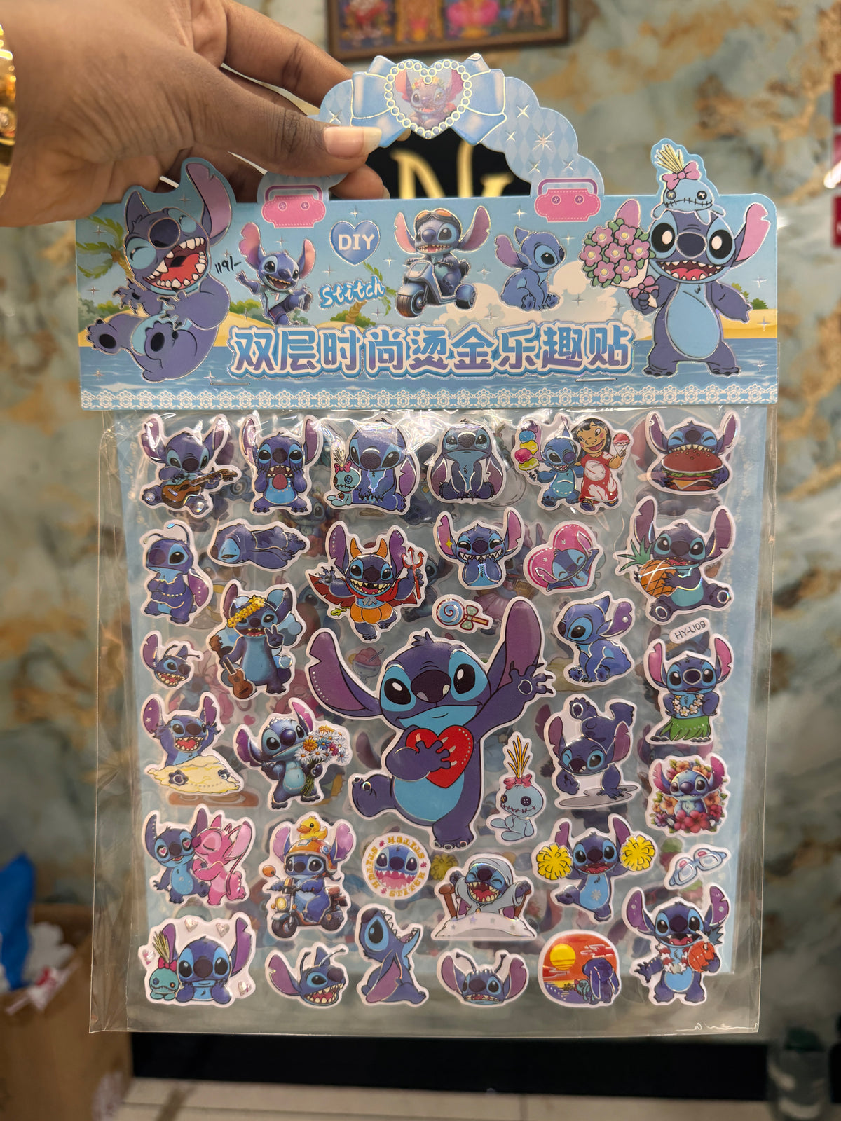 Stitch puffy double layer sticker sheet