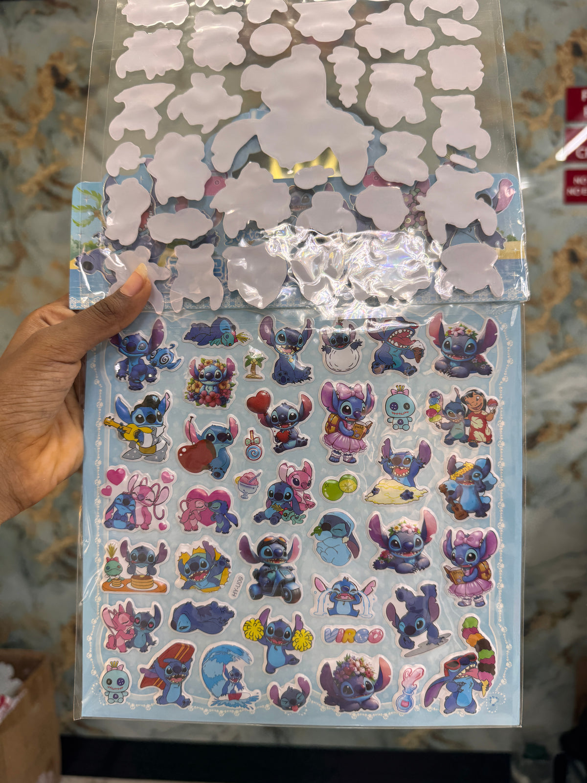Stitch puffy double layer sticker sheet