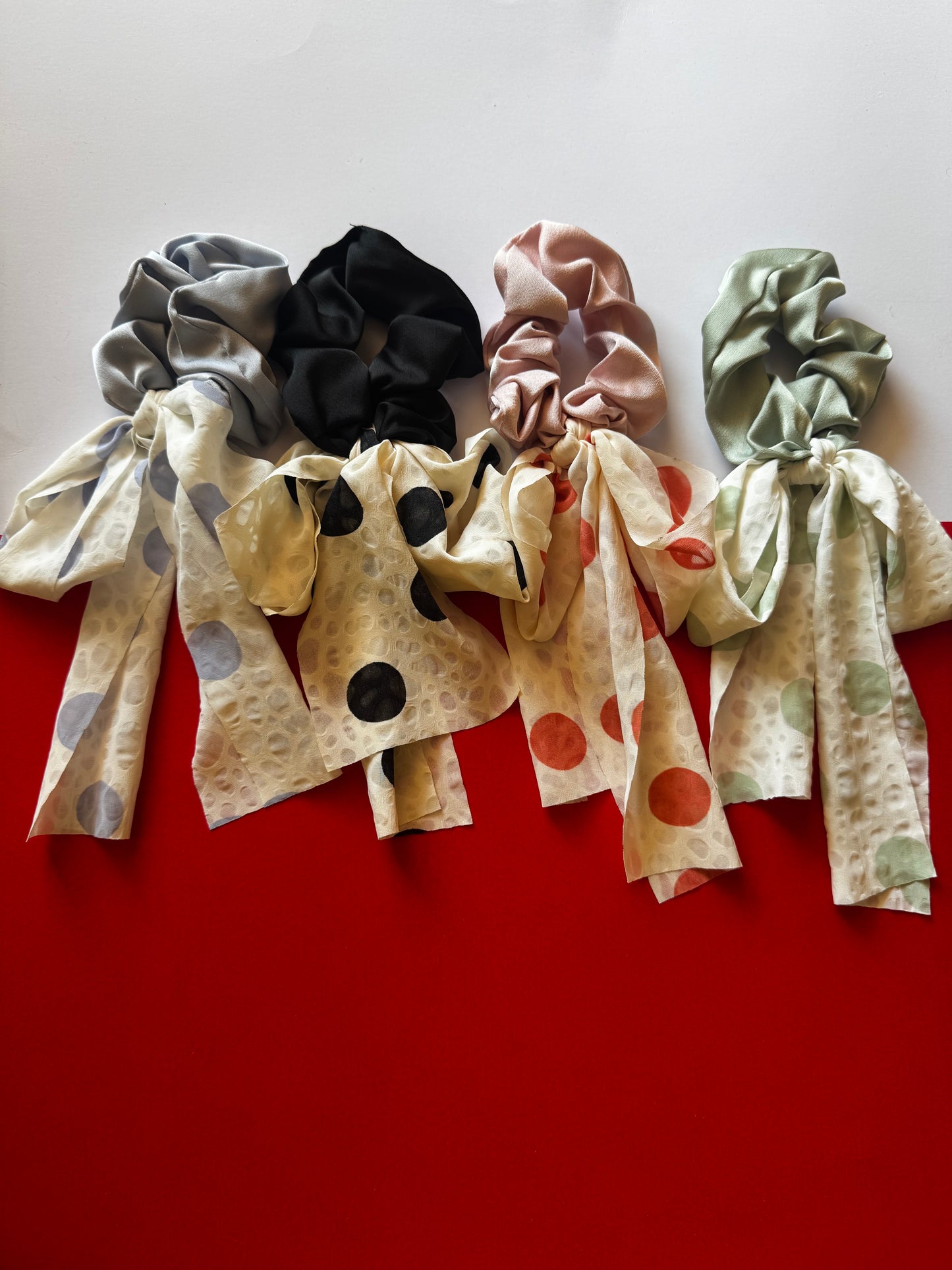 Satin tail scrunchies