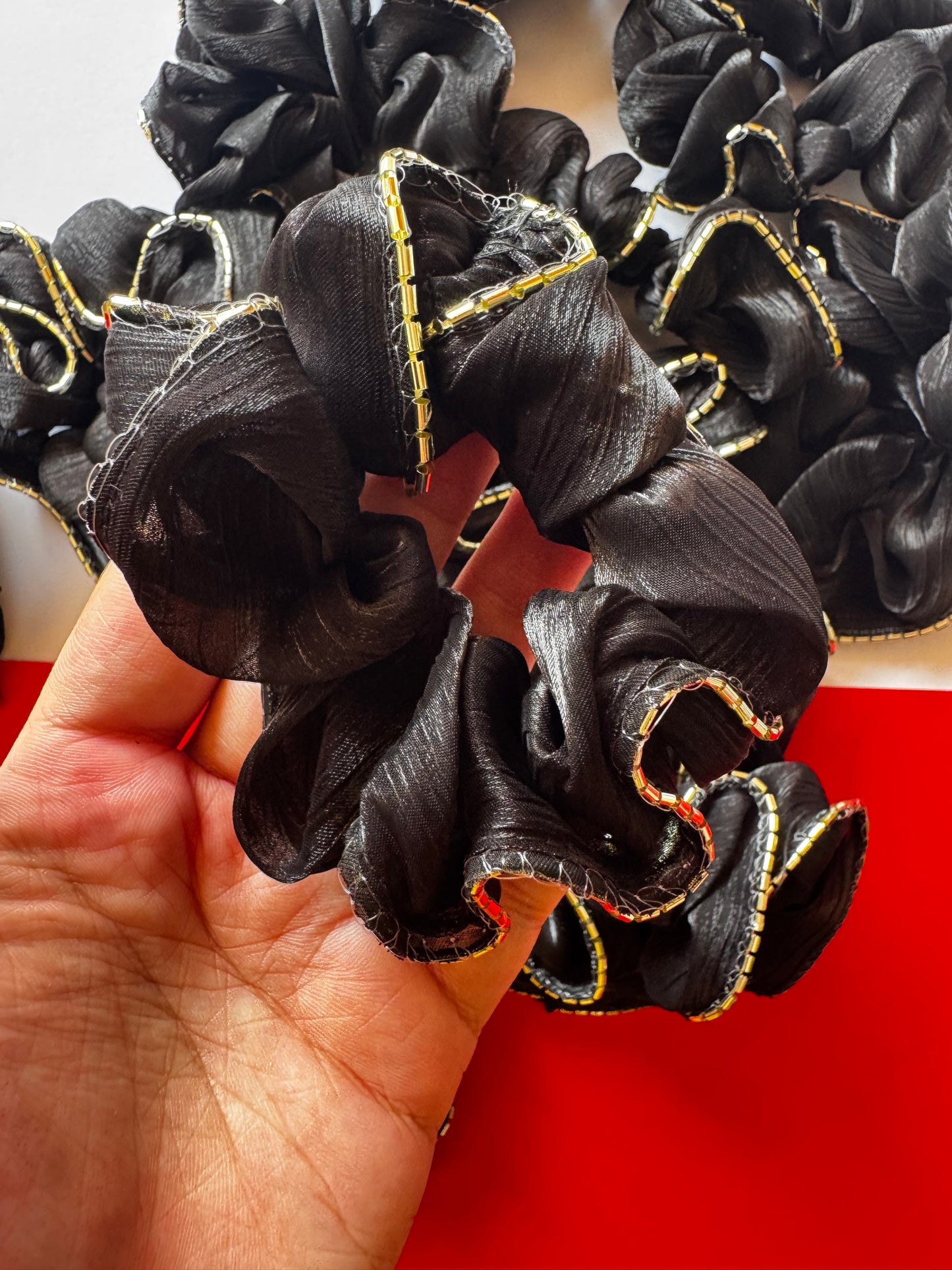 Black golden scrunchies