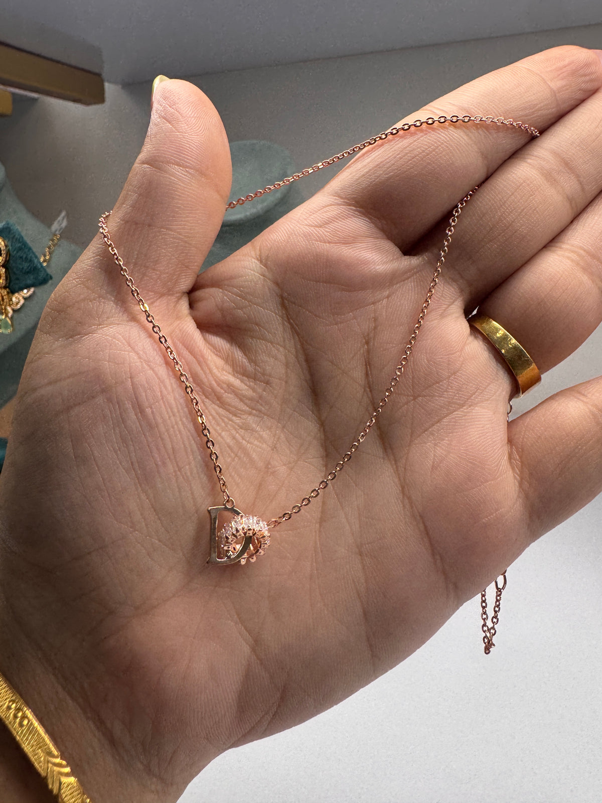 Rose gold initial pendant necklace