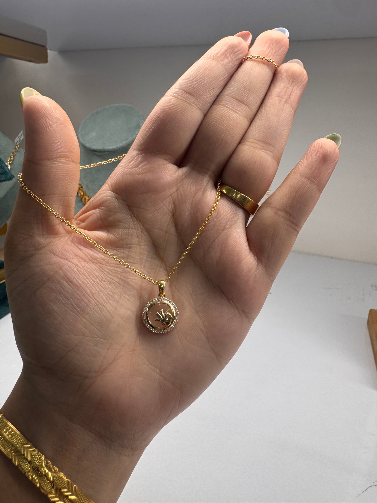 Baby hand pendant necklace