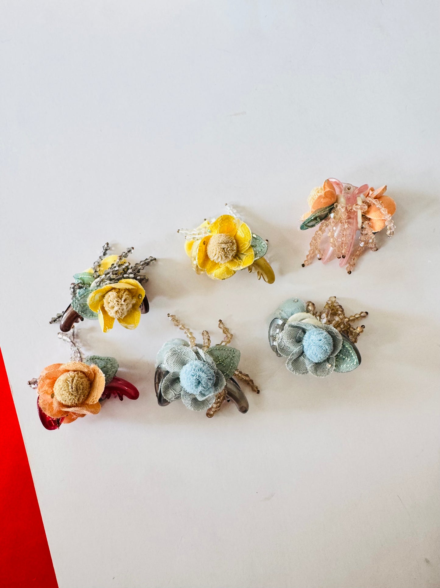 Mini flower banana clips