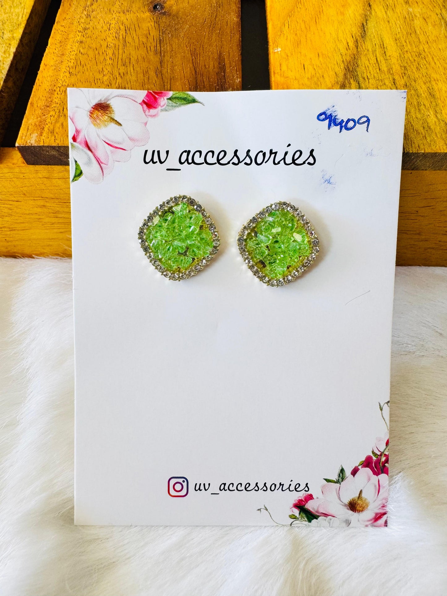 Green stone studs