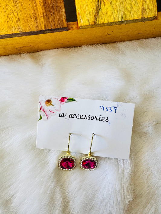 Pink stone hoops