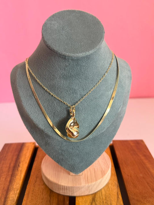 Gold stone double chain