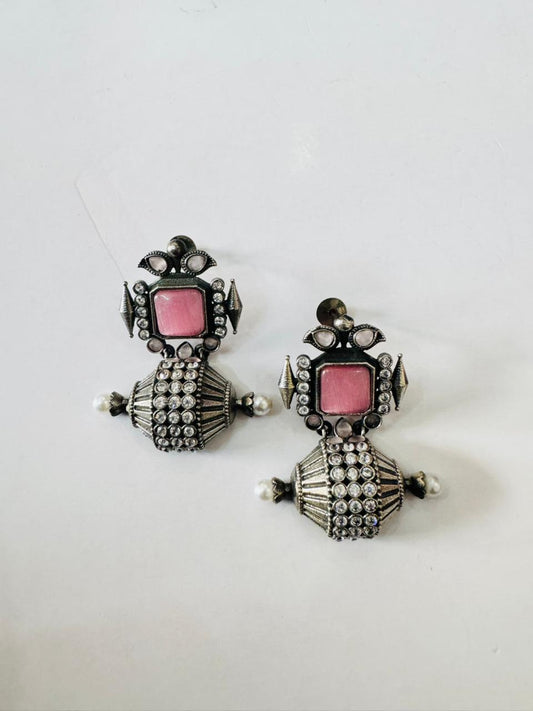 Pink  oxidised earrings