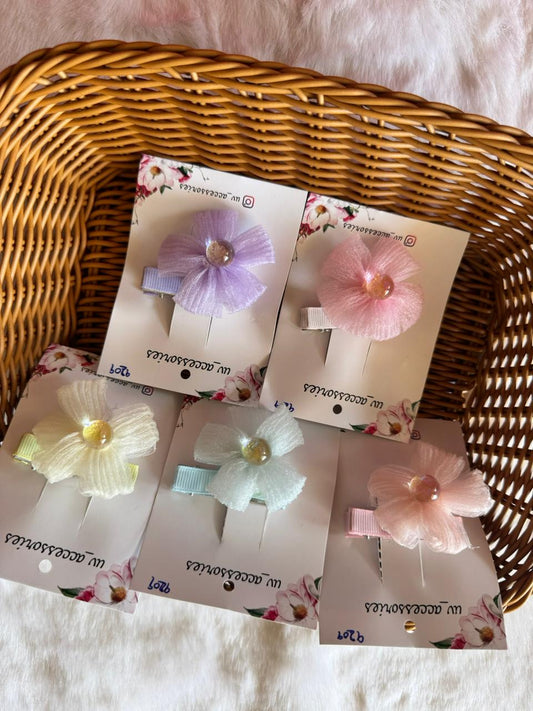 Organza flower clips