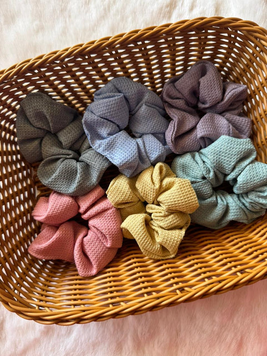 Waffle knit scrunchies