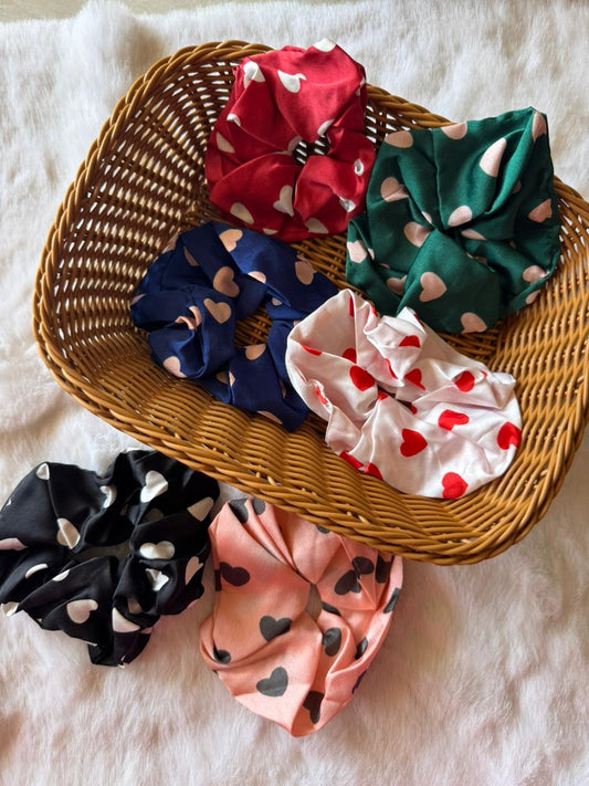 Heart scrunchies