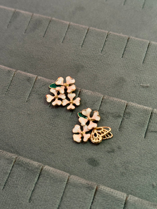 Flower butterfly studs