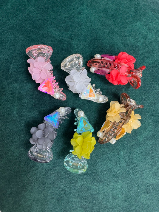Mini stone banana clips
