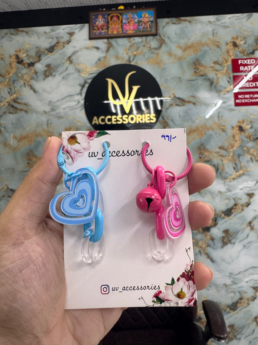 Heart bell keychains set of 2