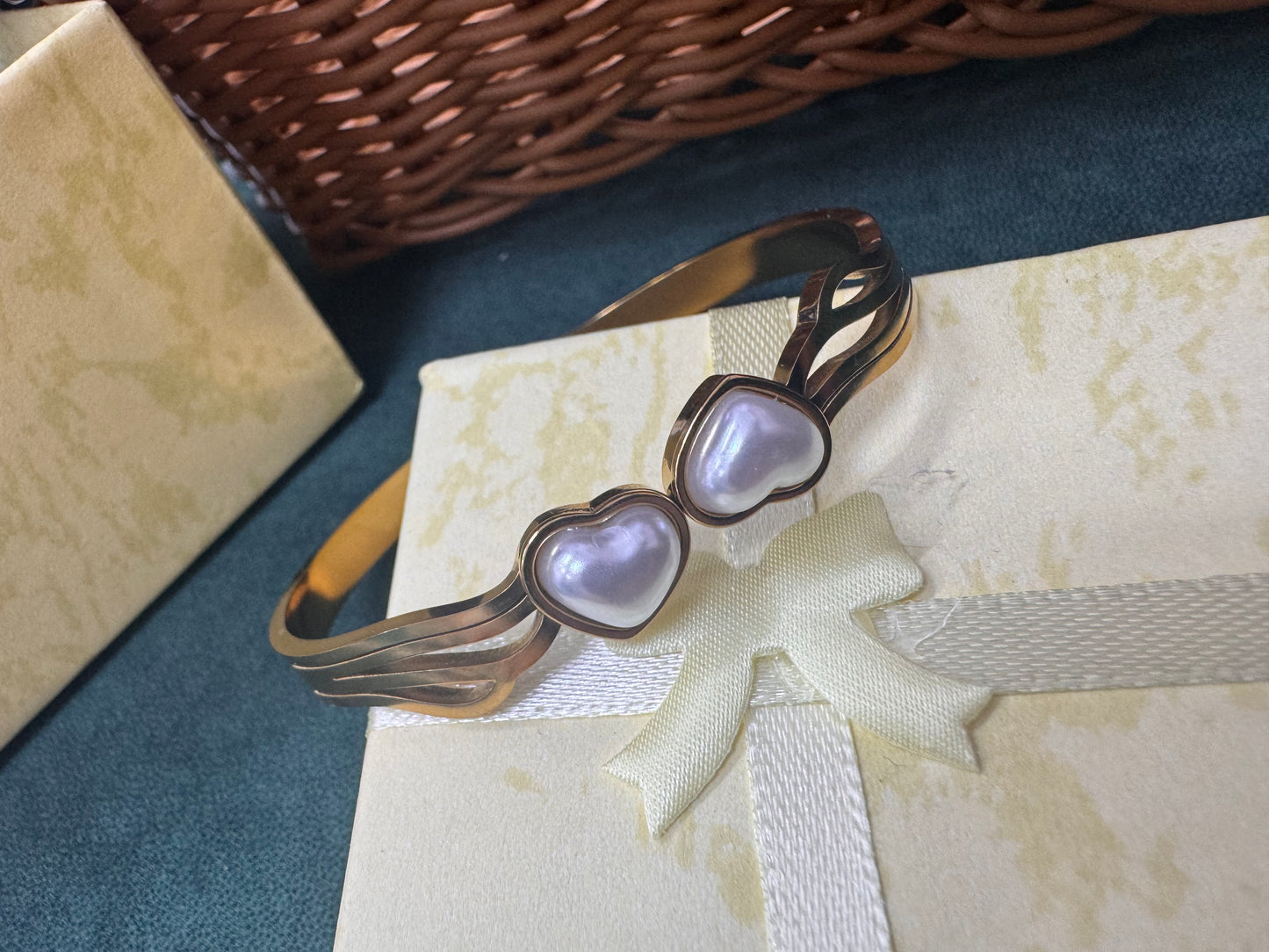 Pearl heart anti tarnish kadas