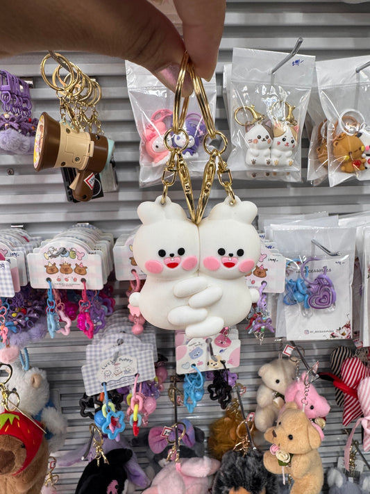 Bunny magnet couple keychain