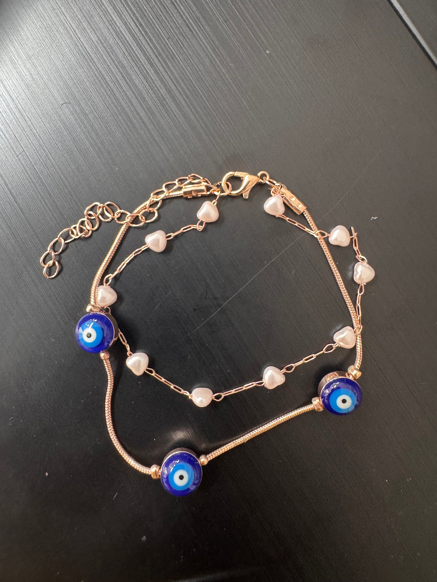 Evil eye double chain bracelets